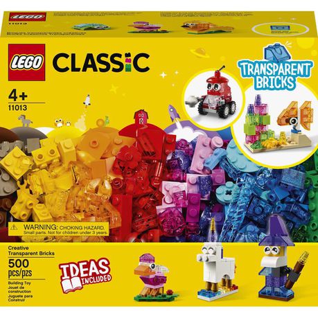 LEGO® Classic Creative Transparent Bricks 11013 Kids’ Building Toy Set (500 Pieces)