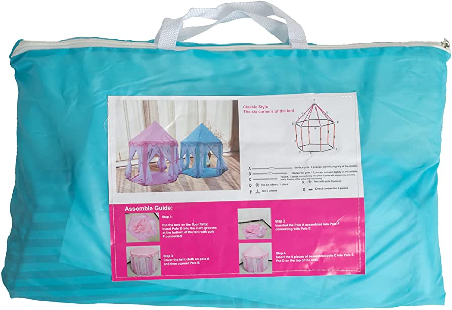 Princess Castle Portable Play Tent with Net for Kids Boys & Girls