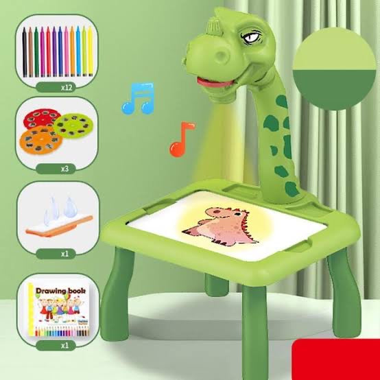 Kids Dinosaur Design Learning Trace & Draw Drawing Projection Table Set - Green