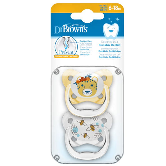 Dr. Brown's PreVent Butterfly Pacifier, Stage 2, Pink Elephant/Floral