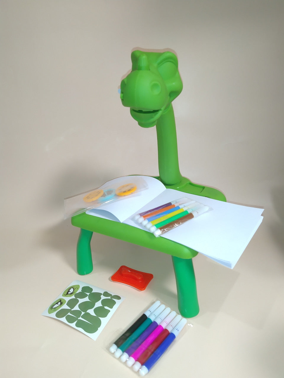 Kids Dinosaur Design Learning Trace & Draw Drawing Projection Table Set - Green